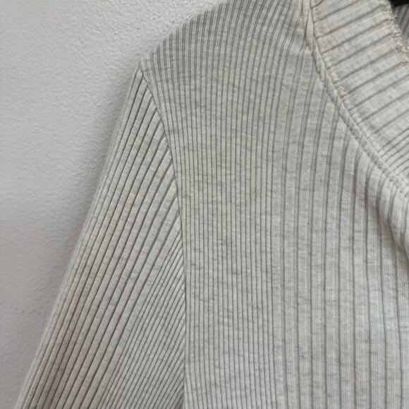 Aerie Ribbed Henley Long Sleeve Cream Soft Knit Casual Loungewear Top XL - Picture 4 of 8
